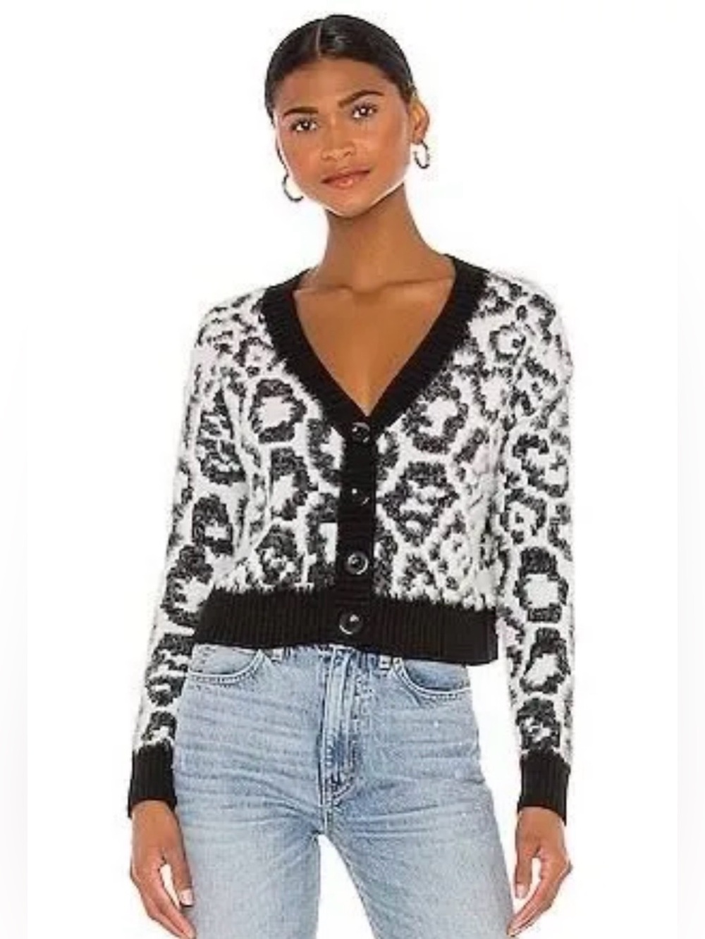 Revolve + House of Harlow 1960 -joel cardigan in white leopard size L